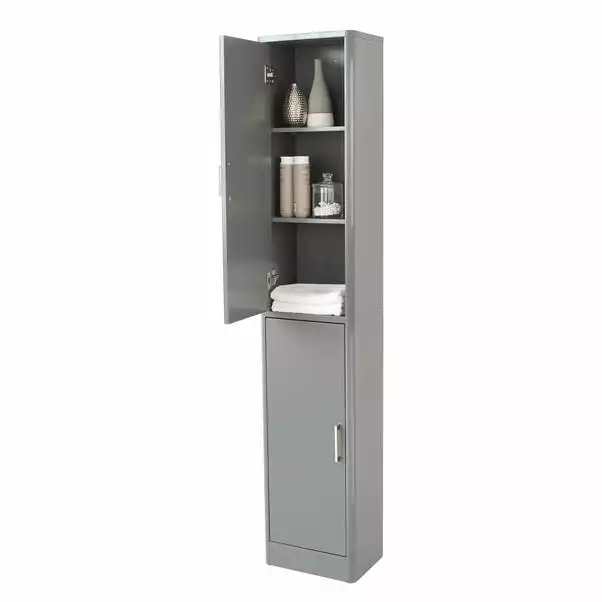 Lloyd Pascal Sicily Grey Tall Cabinet - Image 4