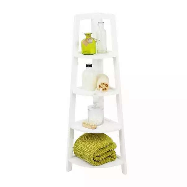 Lloyd Pascal White 4 Tier Corner Shelving Unit - Image 2