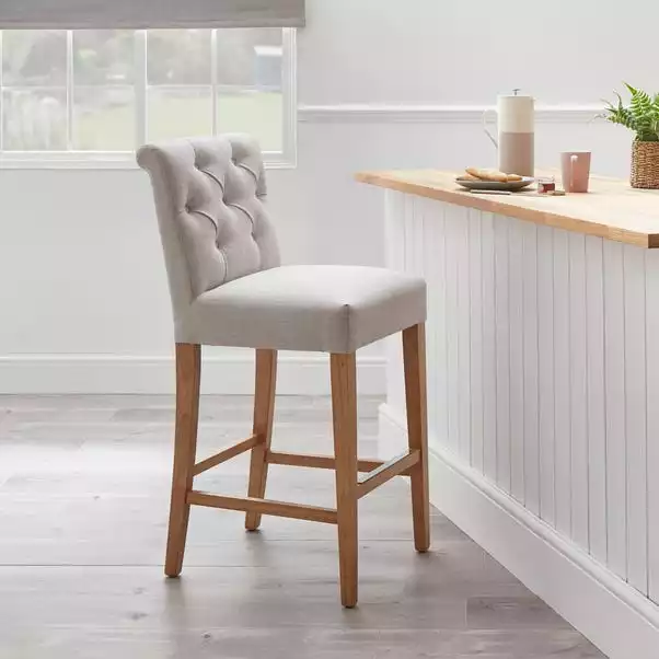 Dunelm Newbury Bar Stool Natural Linen - Image 3