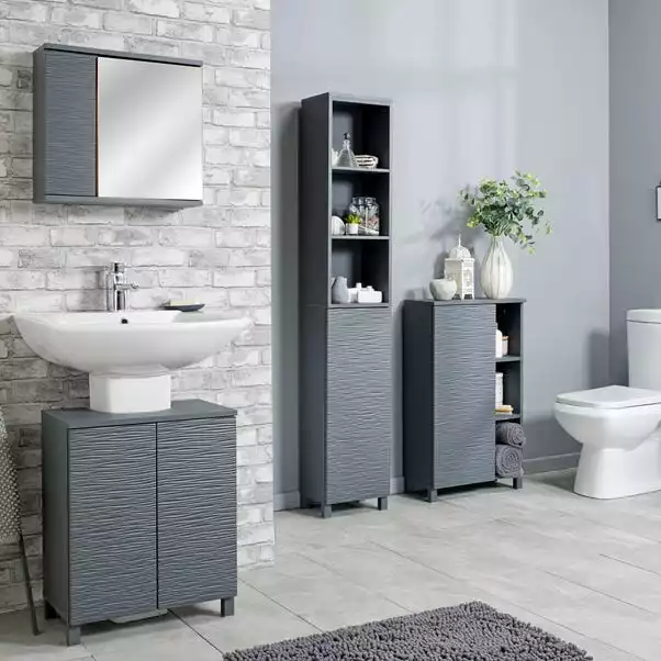 Lloyd Pascal Grey Wave Tall Cabinet - Image 4