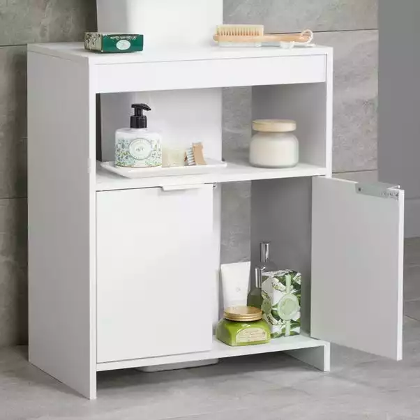 Lloyd Pascal Jaxon White Under Sink Unit With Open Shelf - Image 2