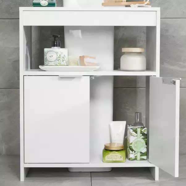 Lloyd Pascal Jaxon White Under Sink Unit With Open Shelf - Image 3