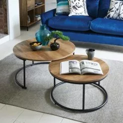 Dunelm Fulton Coffee Nest Of Tables Pine Effect