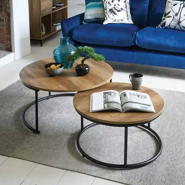 Dunelm Fulton Coffee Nest Of Tables Pine Effect