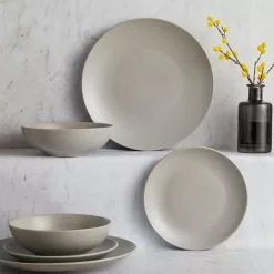 Dunelm Stoneware Grey Matte 12 Piece Dinner Set