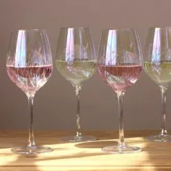Dunelm Set Of 4 Cut Lustre Wine Glasses