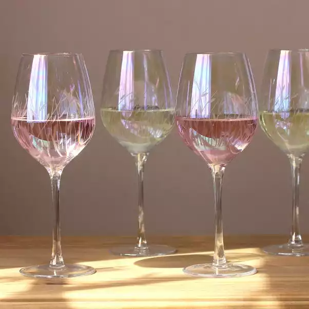 Dunelm Set Of 4 Cut Lustre Wine Glasses