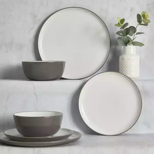 Dunelm Arvo Grey 12 Piece Dinner Set