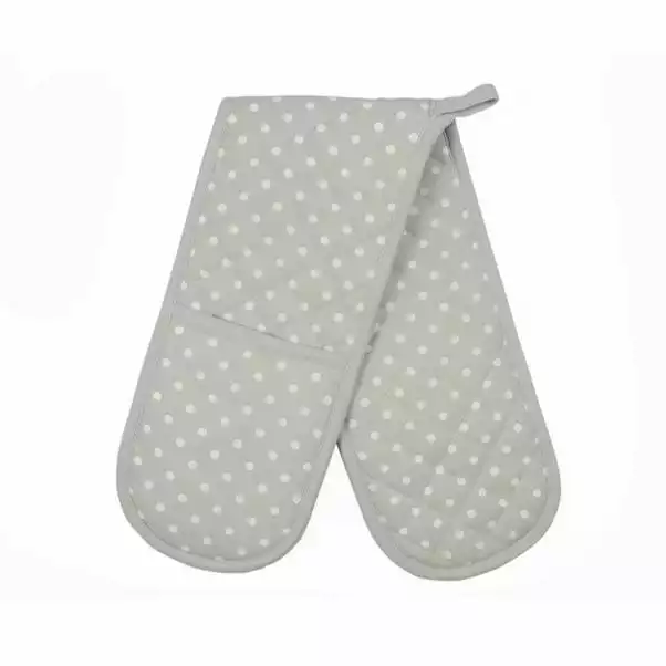 Dunelm Grey Dottie Double Oven Gloves