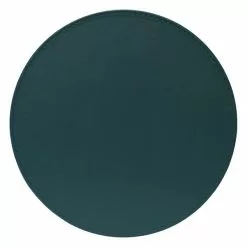 Dunelm Set Of 4 Peacock & Navy Faux Leather Reversible Round Placemats