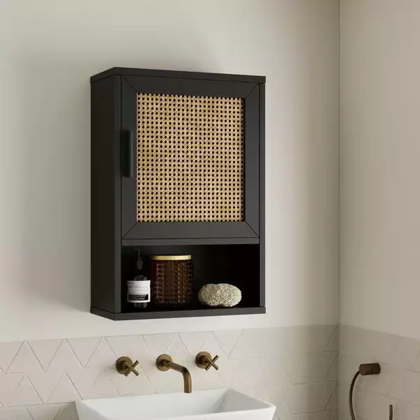 Dunelm Winslow Wall Cabinet Black Rattan