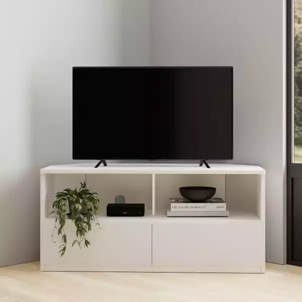 Dunelm Larson Corner TV Unit White