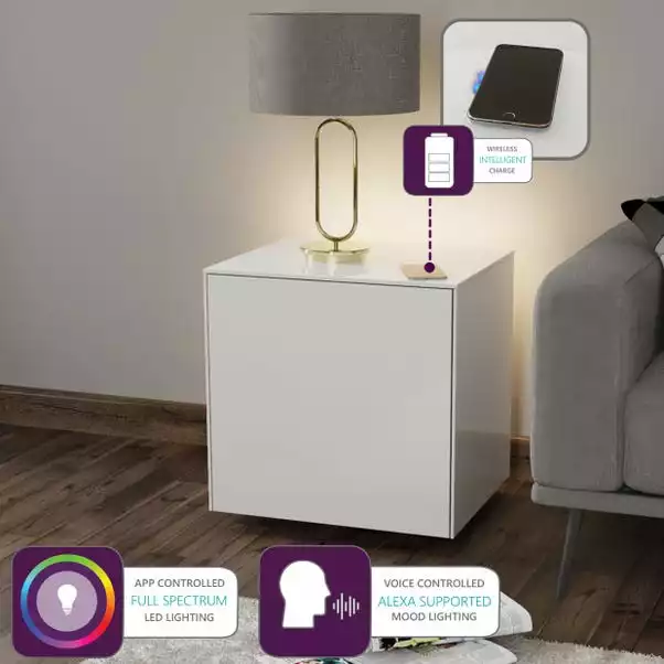 Frank Olsen Furniture Intel LED 1 Door Lamp Table - Image 2