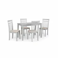Julian Bowen Taku Rectangular Grey Dining Table With 4 Coast Grey Chairs