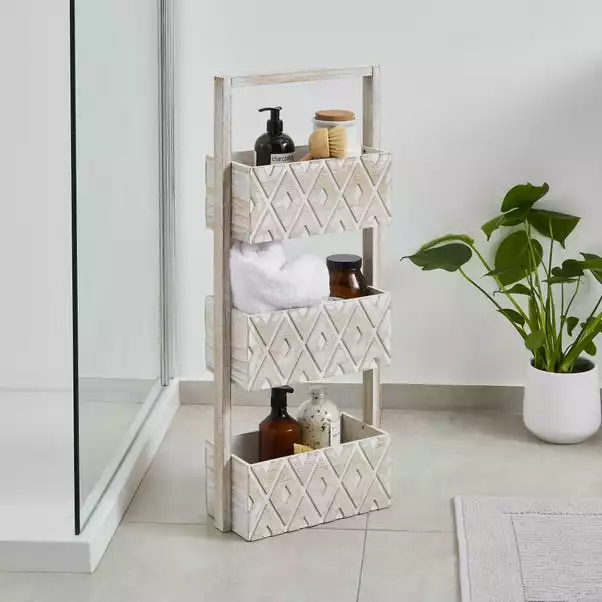 Dunelm 3 Tier Diamond Carved Wooden Caddy