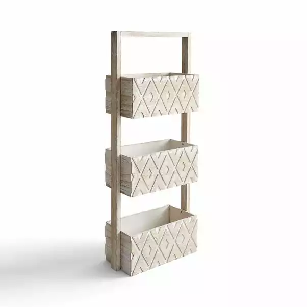 Dunelm 3 Tier Diamond Carved Wooden Caddy - Image 2