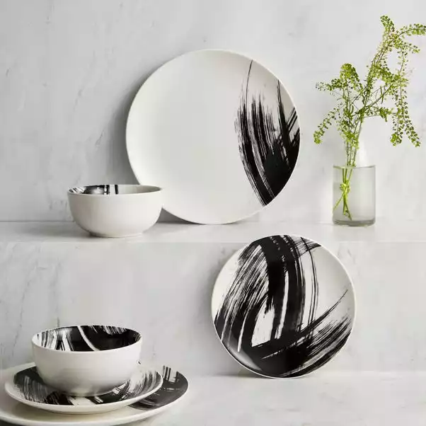 Dunelm Abstract Brushstroke 12 Piece Dinner Set