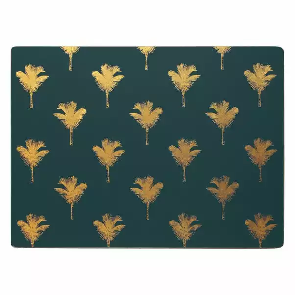 Dunelm Set Of 4 Luxe Palm Metallic Corkback Placemats