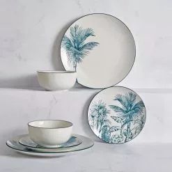 Dunelm Luxe Palm 12 Piece Dinner Set