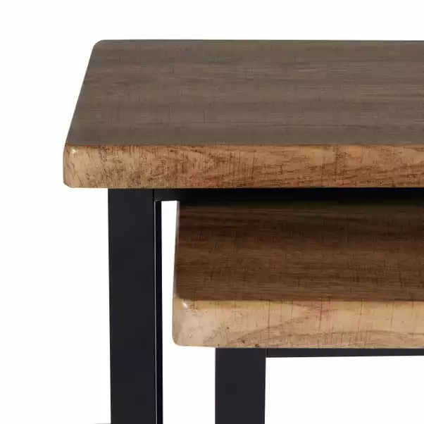 Dunelm Freddie Rustic Wood Effect Nest Of Tables - Image 5